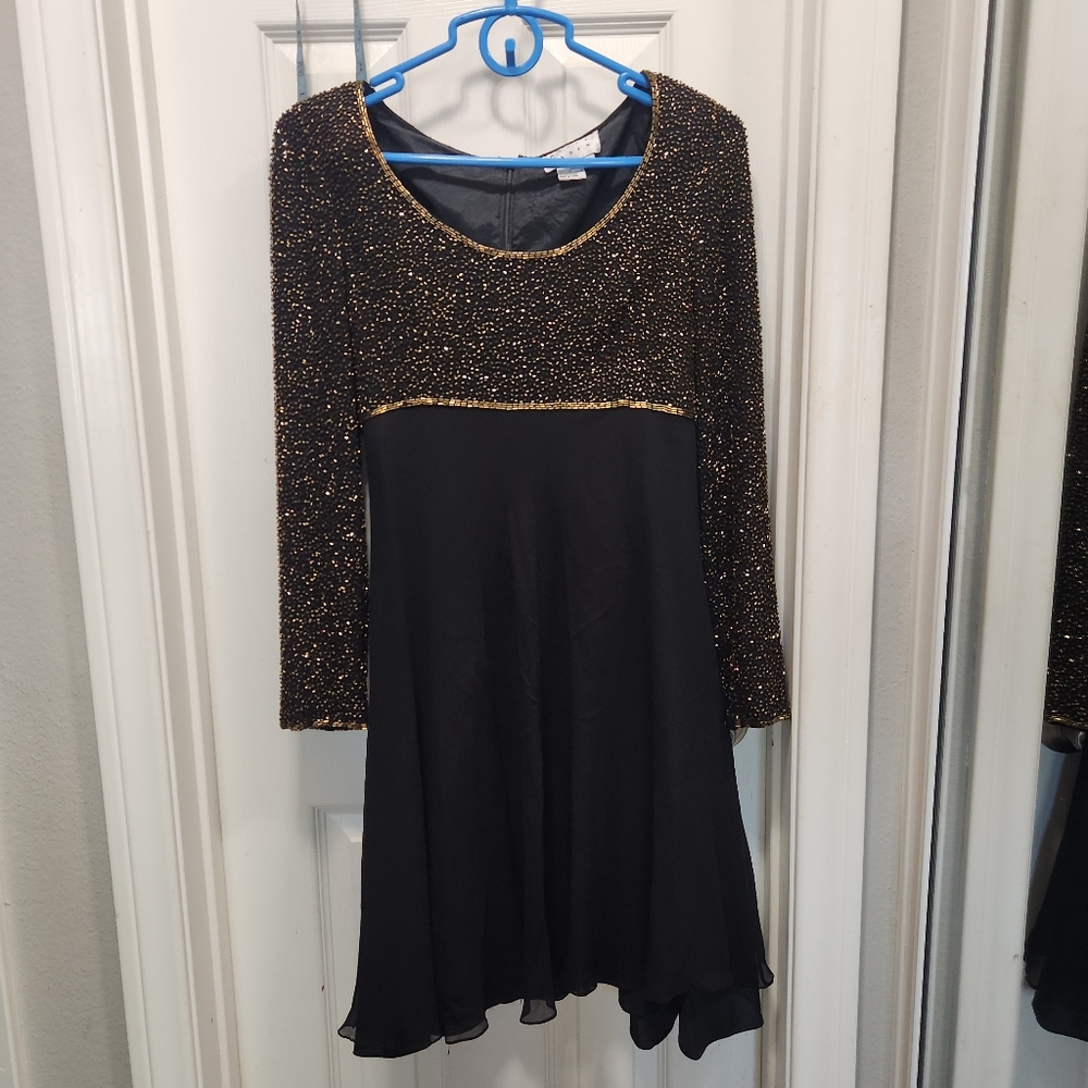 Bieff Basix  beaded silk dress size 6